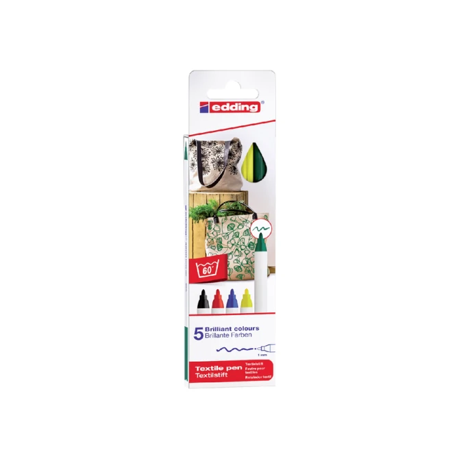 Textielmarker edding 4600 rond 1mm basis assorti 5 stuks