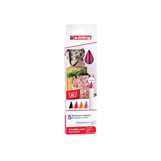 Textielmarker edding 4600 rond 1mm warm assorti 5 stuks