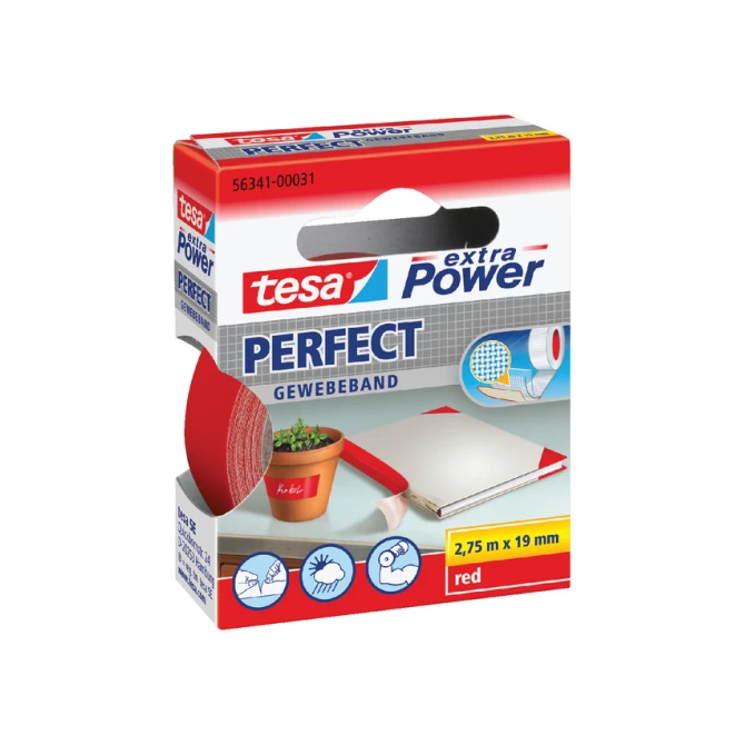Textieltape tesa® extra Power Perfect 2.75mx19mm rood