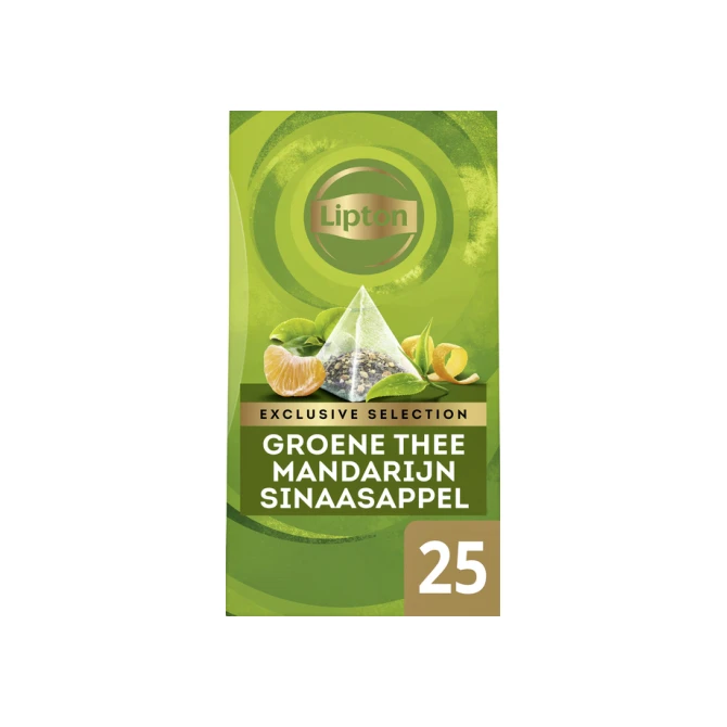 Thee Lipton Exclusive groene thee mandarijn sinaasappel 25 pramidezakjesx2gr