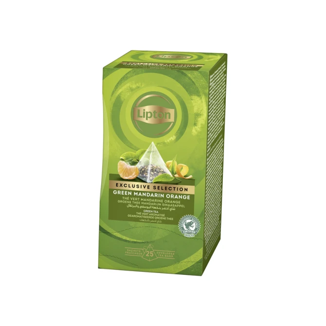 Thee Lipton Exclusive groene thee mandarijn sinaasappel 25 pramidezakjesx2gr