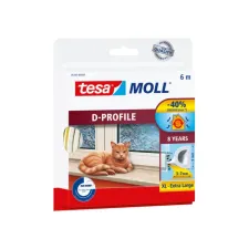 Tochtstrip tesamoll® D-profiel rubber 6mx7mm wit