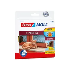 Tochtstrip tesamoll® D-profiel rubber 6mx9mm bruin