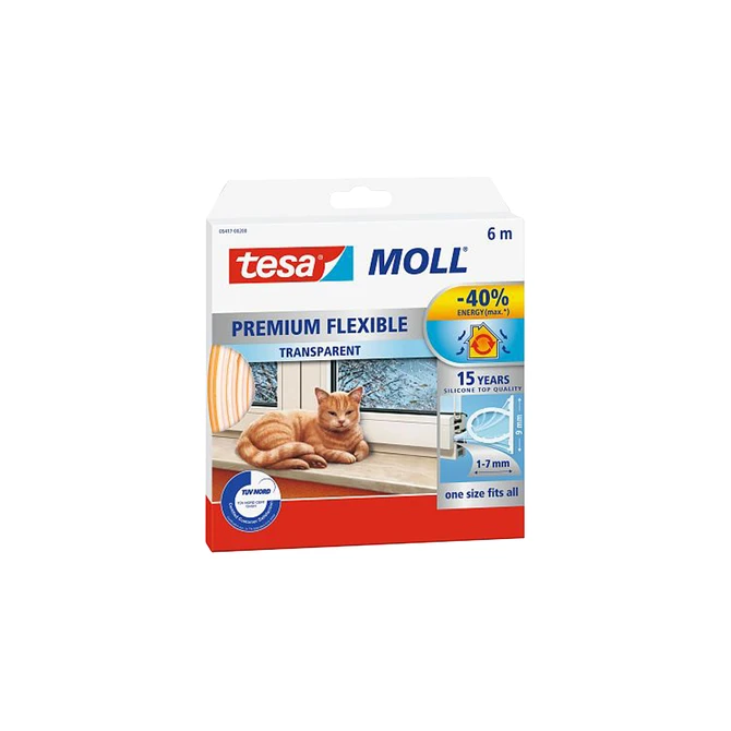 Tochtstrip tesamoll® Premium Flexible siliconen 6mx9mm transparant