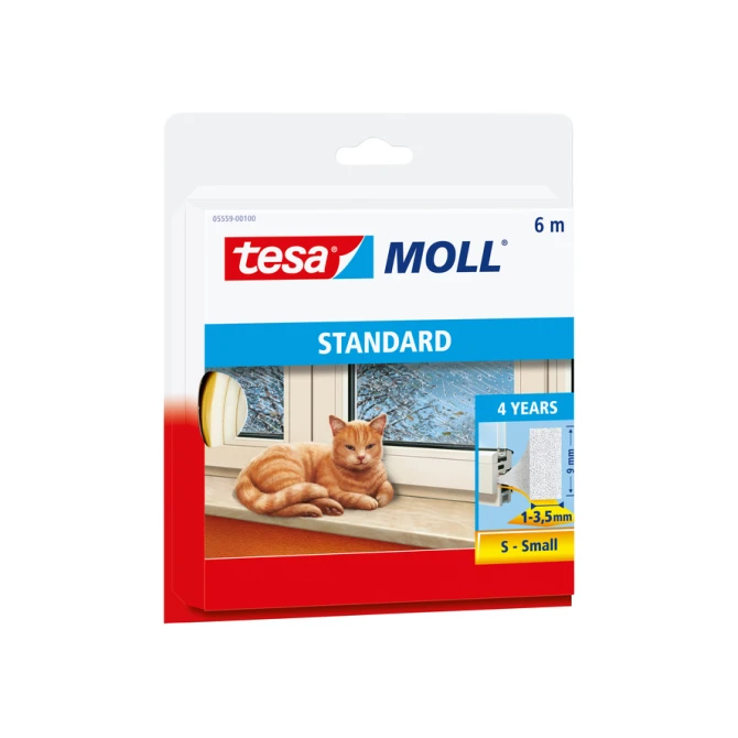 Tochtstrip tesamoll® Standard I-Profiel zelfklevend 6mx9mm wit