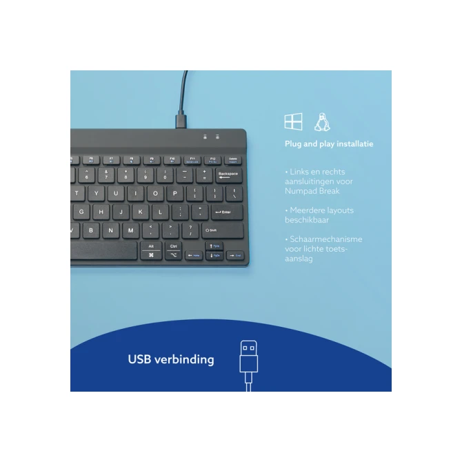 Toetsenbord R-Go Ergonomisch Compact Break QWERTY zwart
