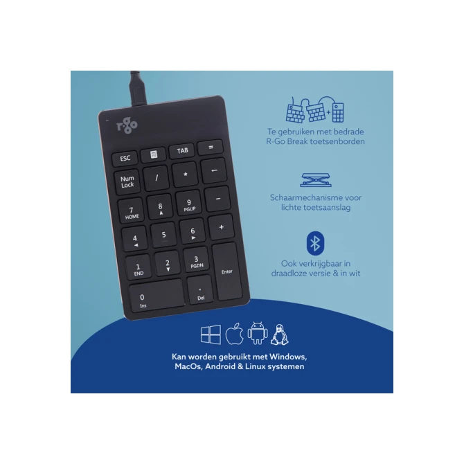 Toetsenbord R-Go Ergonomisch Numpad Break Draad