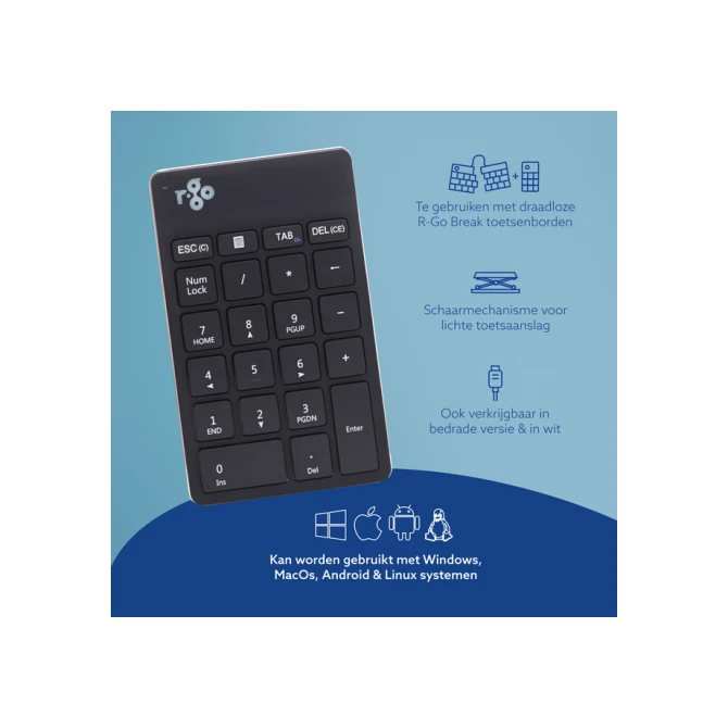 Toetsenbord R-Go Ergonomisch Numpad Break Wireless