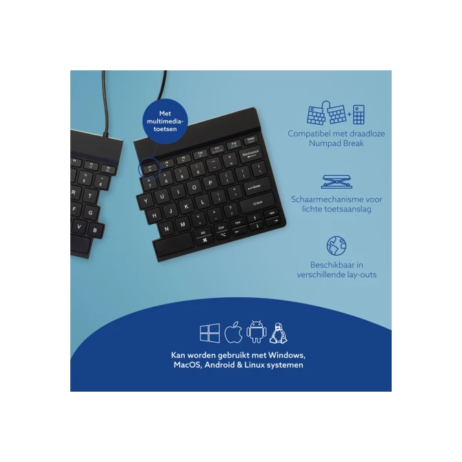 Toetsenbord R-Go Split Break QWERTY WL zwart