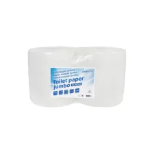 Toiletpapier Cleaninq jumbo groot 2-laags 350m wit Toiletpapier Cleaninq jumbo groot 2-laags 350m wit
