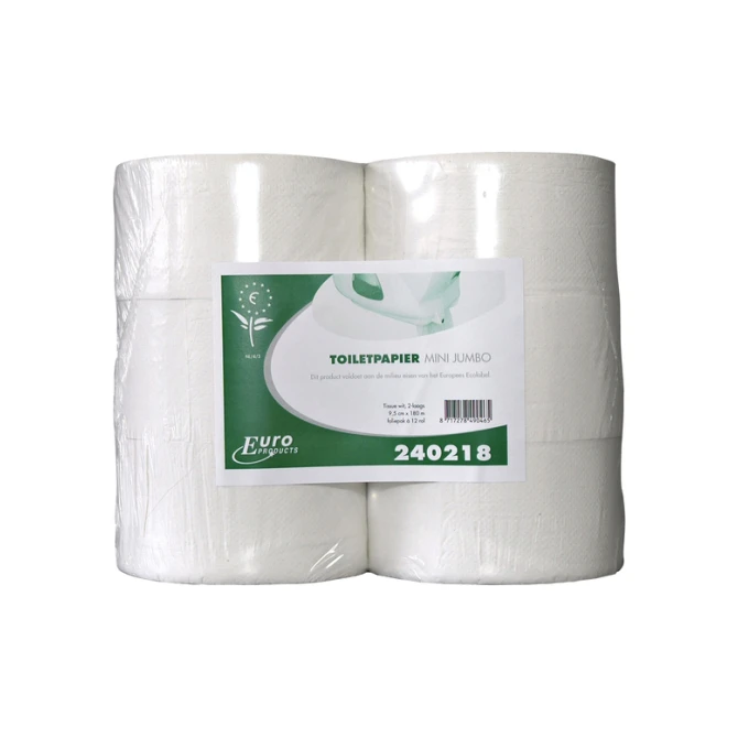 Toiletpapier Euro Products Q5 jumbo klein recycled 2-laags 180m wit 240218