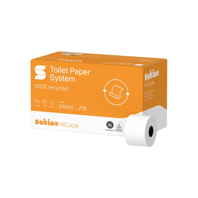 Toiletpapier Satino JT3 HiCycle systeemrol 2-laags 24x100m wit 315540