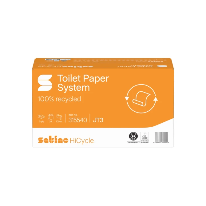 Toiletpapier Satino JT3 HiCycle systeemrol 2-laags 24x100m wit 315540