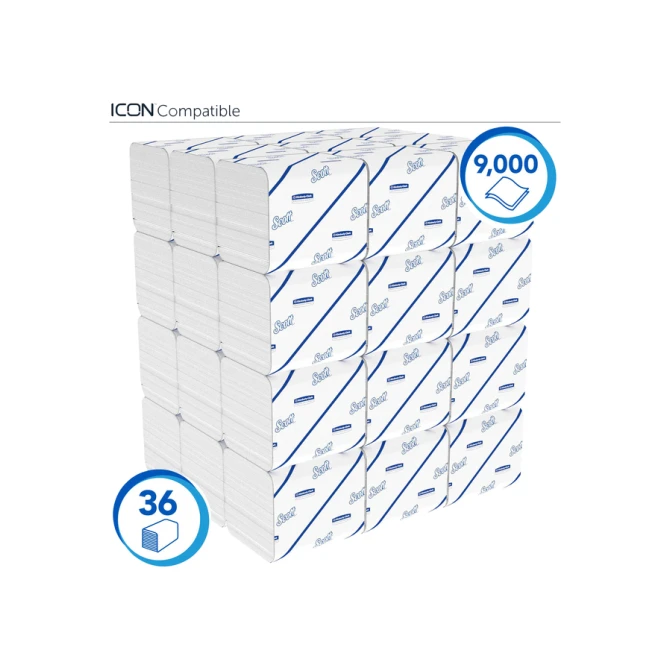 Toiletpapier Scott Control gevouwen 2-laags 110x186mm wit 8508