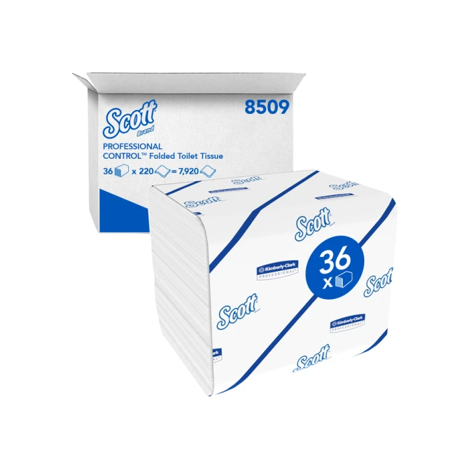 Toiletpapier Scott Control gevouwen 2-laags 110x186mm wit 8509