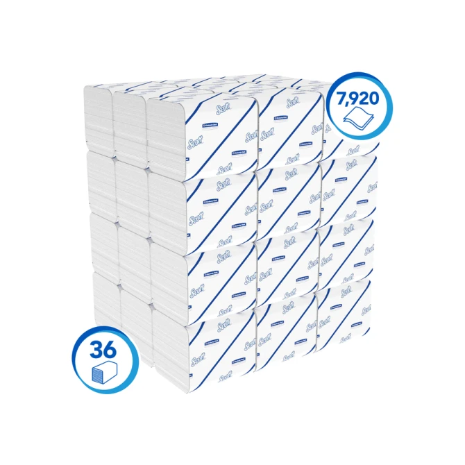 Toiletpapier Scott Control gevouwen 2-laags 110x186mm wit 8509