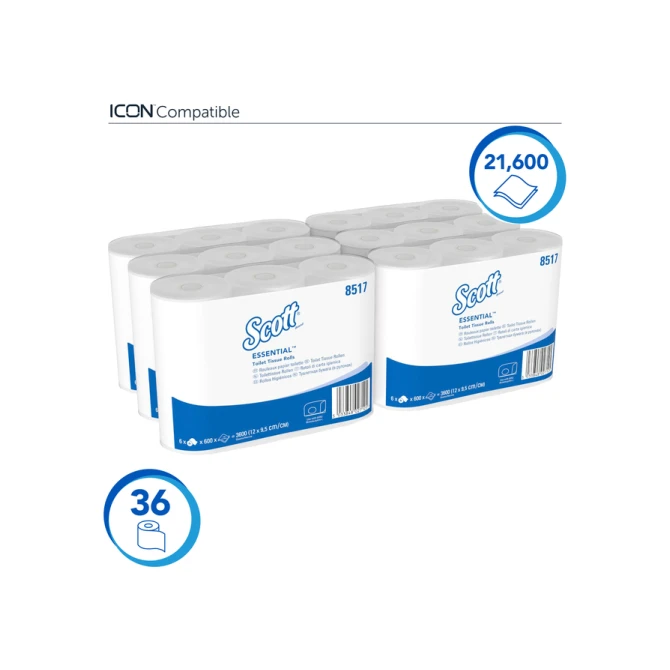 Toiletpapier Scott Essential 2-laags 600 vel wit 8517