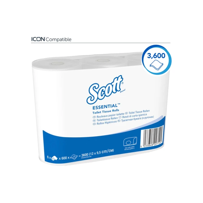 Toiletpapier Scott Essential 2-laags 600 vel wit 8517