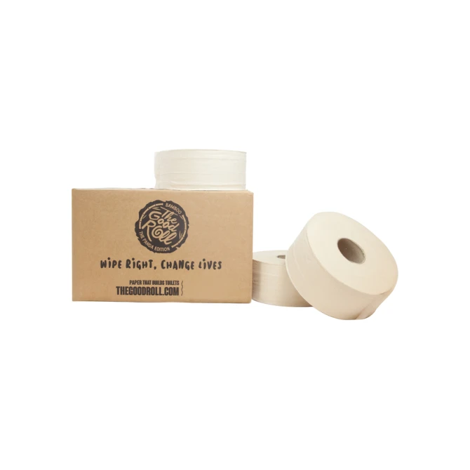 Toiletpapier The Good Roll jumbo klein bamboe 2-laags 18x180m naturel