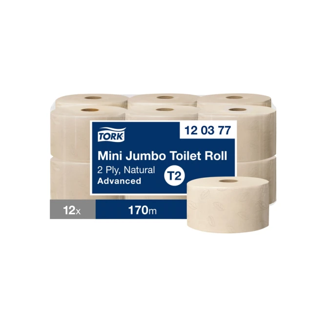 Toiletpapier Tork T2 Advanced jumbo klein 2-laags 170m naturel 120377