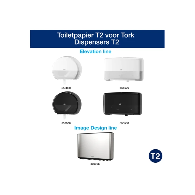 Toiletpapier Tork T2 Advanced jumbo klein 2-laags 170m wit 120280