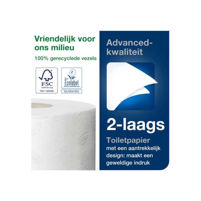 Toiletpapier Tork T2 Advanced jumbo klein 2-laags 170m wit 120280