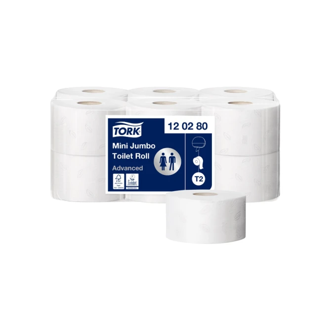 Toiletpapier Tork T2 Advanced jumbo klein 2-laags 170m wit 120280