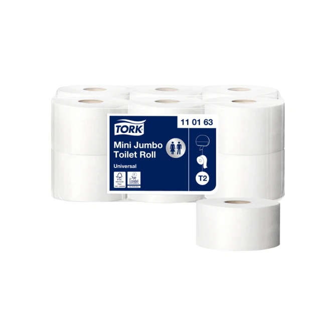 Toiletpapier Tork T2 Universal jumbo klein 1-laags 240m wit 110163