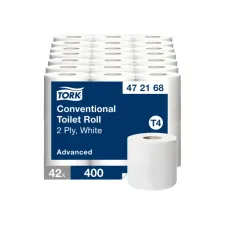 Toiletpapier Tork T4 Advanced 2-laags 400 vel wit 472168 Toiletpapier Tork T4 Advanced 2-laags 400 vel wit 472168