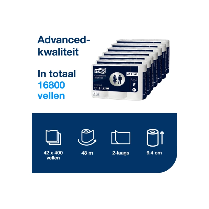 Toiletpapier Tork T4 Advanced 2-laags 400 vel wit 472168