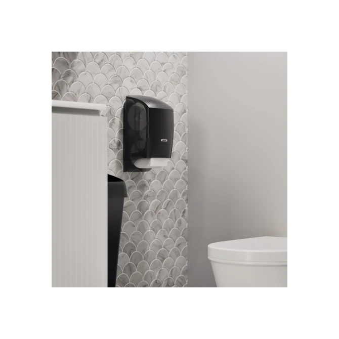 Toiletpapierdispenser Katrin systeemrol duo zwart 77519