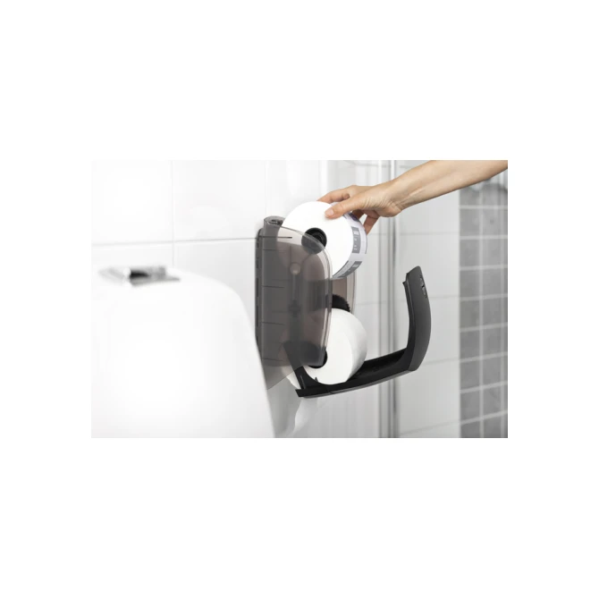 Toiletpapierdispenser Katrin systeemrol duo zwart 77519