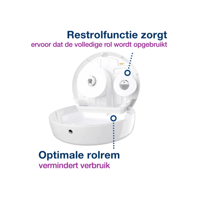 Toiletpapierdispenser Tork T2 Elevation jumbo klein wit 555000