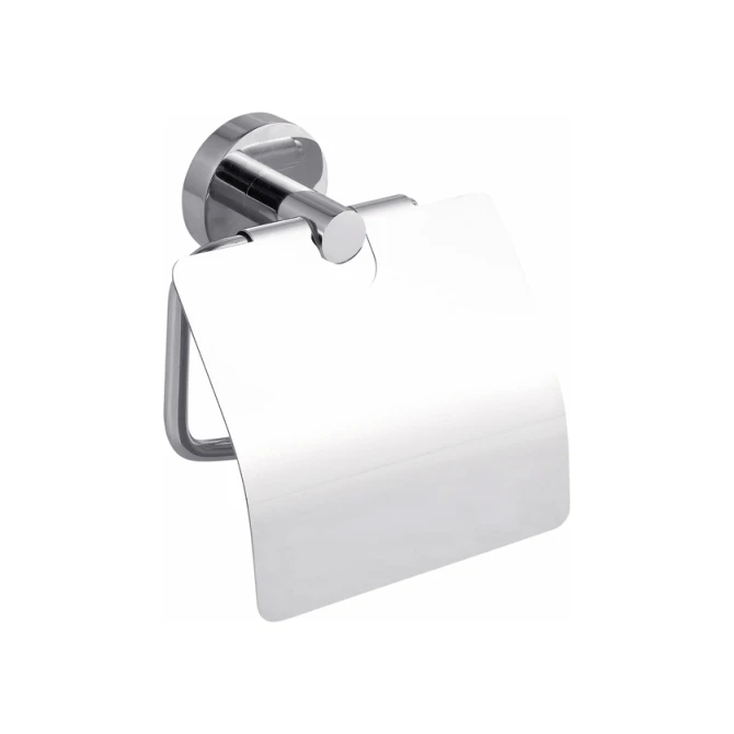 Toiletrolhouder met deksel tesa® Smooz hoogglans verchroomd metaal zelfklevend