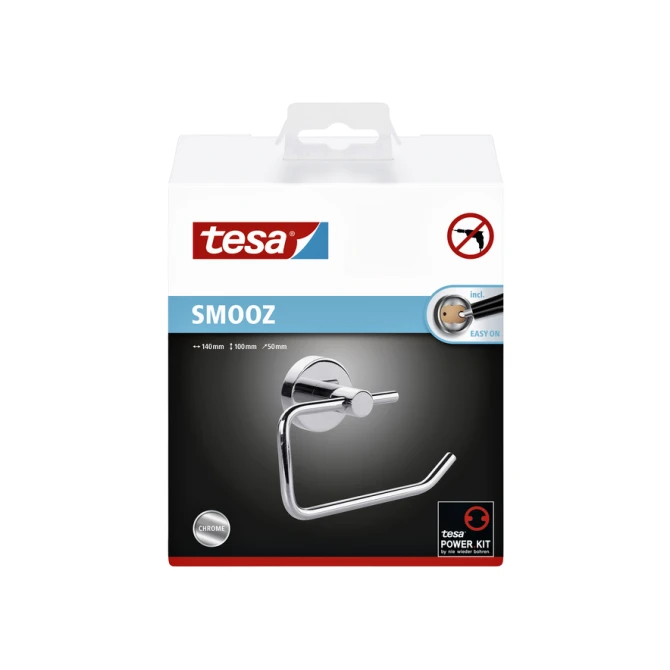 Toiletrolhouder tesa® Smooz hoogglans verchroomd metaal zelfklevend