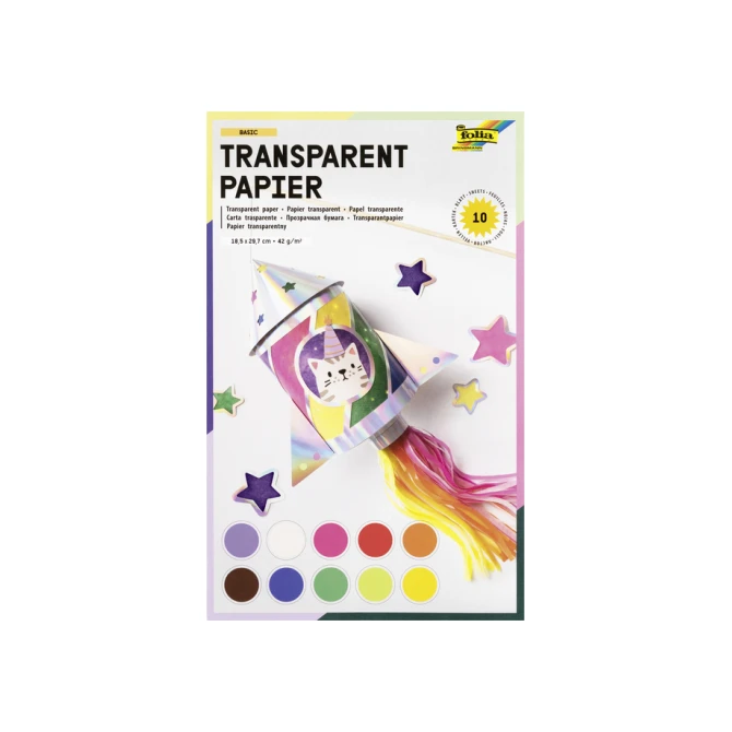 Transparant papier Folia 18.5x29.7cm 42gr 10 vel 10 kleuren