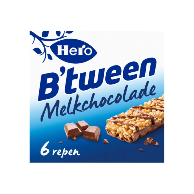 Tussendoortje Hero B'tween melkchocolade 6pack reep 25gr