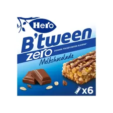 Tussendoortje Hero B'tween melkchocolade zero 6pack reep 20gr