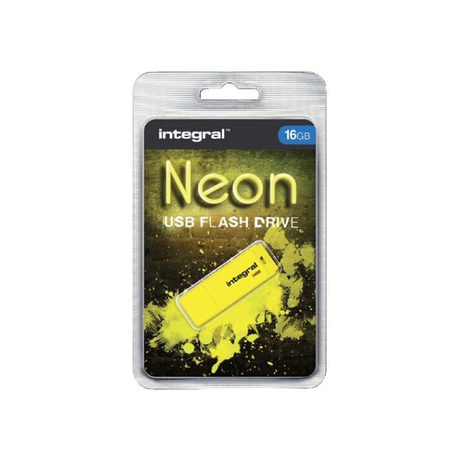USB stick 2.0 Integral Neon USB-A 16GB geel USB stick 2.0 Integral Neon USB-A 16GB geel