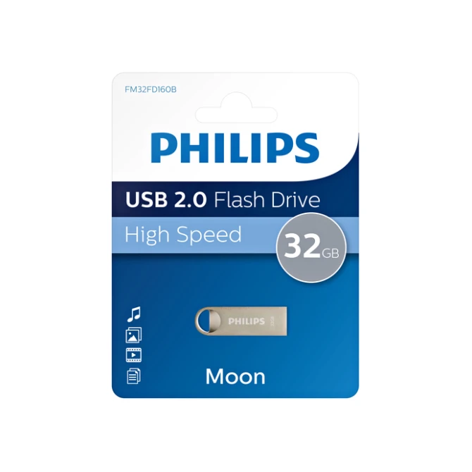 USB stick 2.0 Philips Moon USB-A 32GB zilver USB stick 2.0 Philips Moon USB-A 32GB zilver