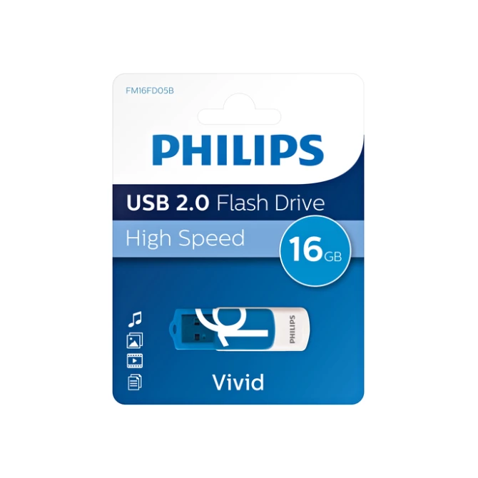 USB stick 2.0 Philips Vivid USB-A 16GB blauw