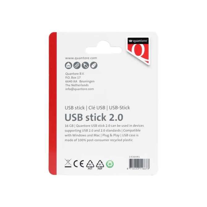 USB stick 2.0 Quantore USB-A 16GB zwart