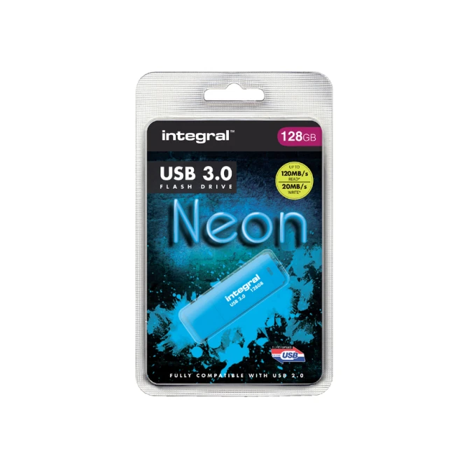USB stick 3.0 Integral Neon USB-A 128GB blauw