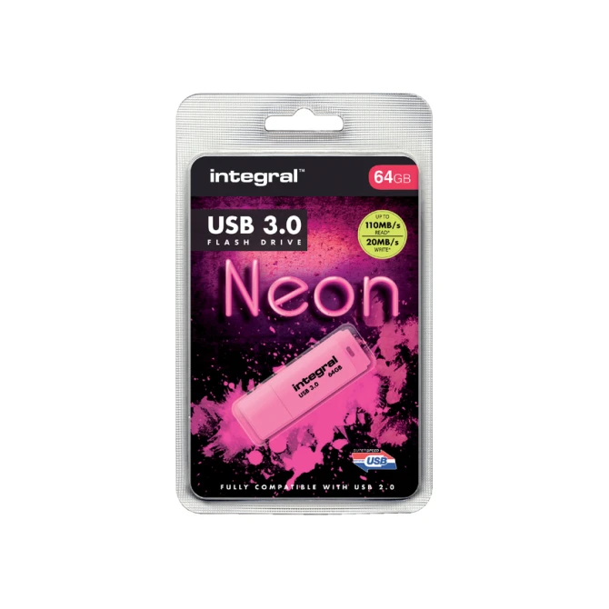 USB stick 3.0 Integral Neon USB-A 64GB roze