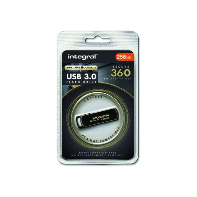 USB stick 3.0 Integral Secure 360 USB-A 256GB zwart