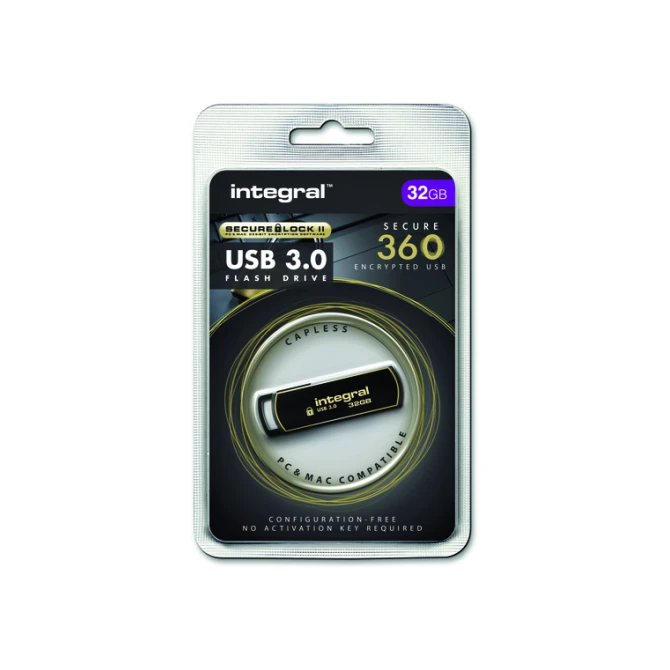 USB stick 3.0 Integral Secure 360 USB-A 32GB zwart