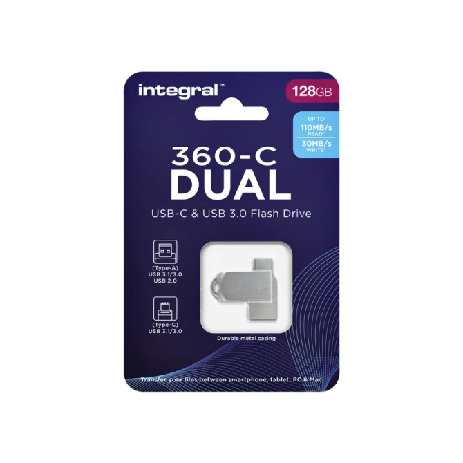 USB stick 3.0 Integral USB-360-C Dual USB-A 128GB