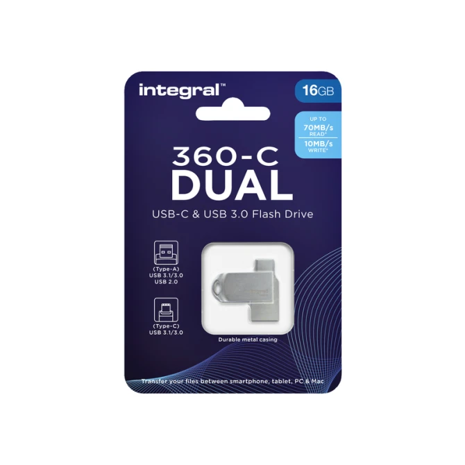 USB stick 3.0 Integral USB-360-C Dual USB-A 16GB