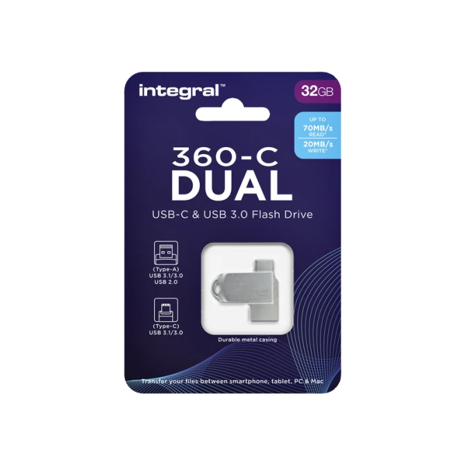 USB stick 3.0 Integral USB-360-C Dual USB-A 32GB