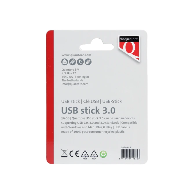 USB stick 3.0 Quantore USB-A 16GB zwart